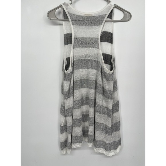 Eileen Fisher Tunic Tank Top Gray and White Linen Blend Size Small - Picture 5 of 6
